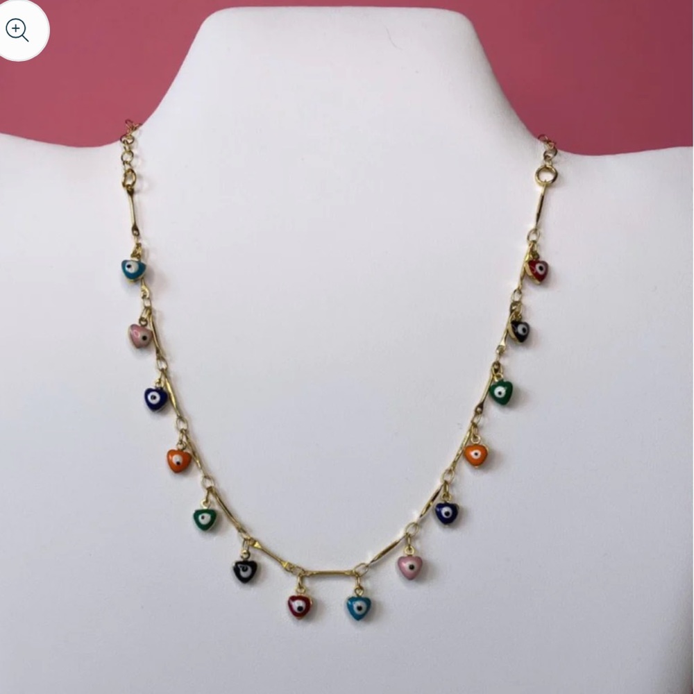 Evil Eye Heart protection Necklace Gold plated